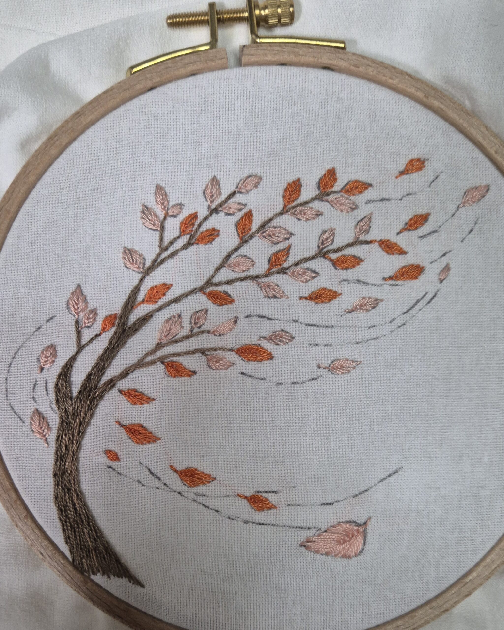 How I Stitched a Tree Trunk (Outline + Long and Short Stitch)