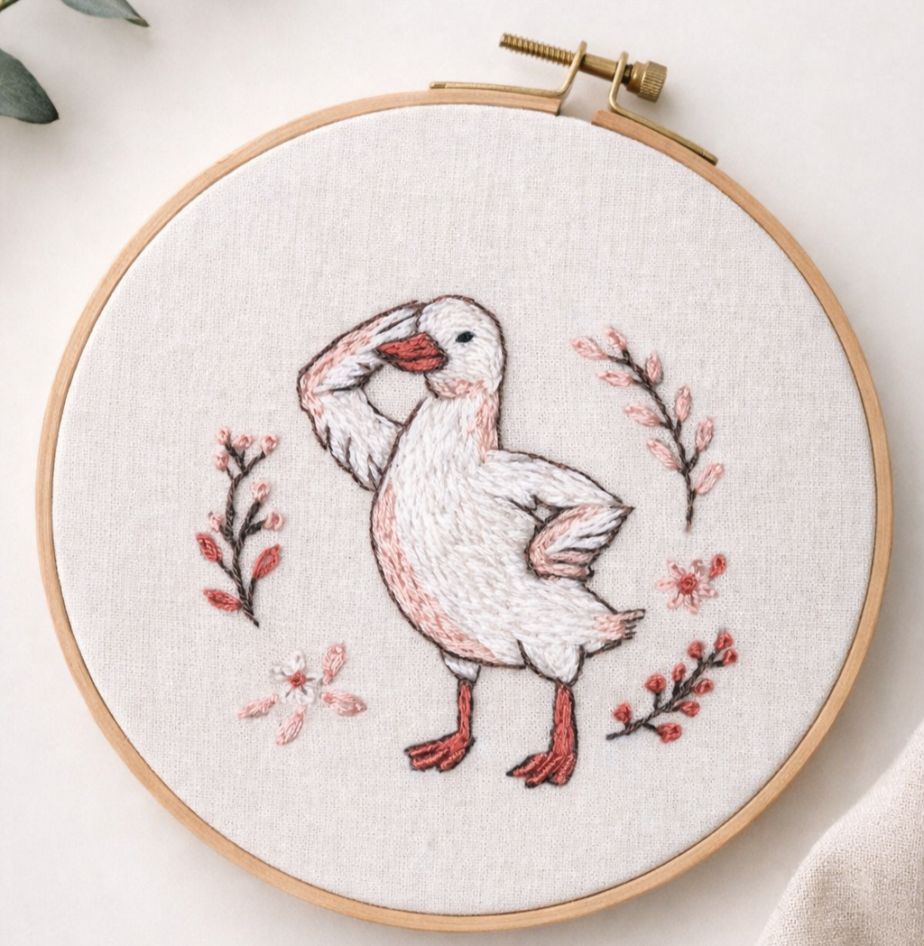 Pink Duck Embroidery (Simple Color Change Idea)